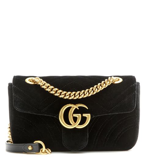 gucci black velvet bucket bag|gucci marmont mini bag black.